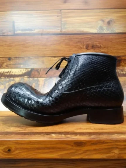 UNITYPUREMAX™ Men's Genuine Snakeskin Ankle Boots – Handmade Retro Lace-Up Platform Shoes 4