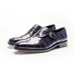 UNITYPUREMAX™ Men's Genuine Crocodile Skin Monk Strap Shoes – Blue Exotic Leather Dress Shoes 1