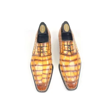 UNITYPUREMAX™ Men's Genuine Crocodile Skin Dress Shoes – Yellow Leather Lace-Up Formal Business Shoes 1