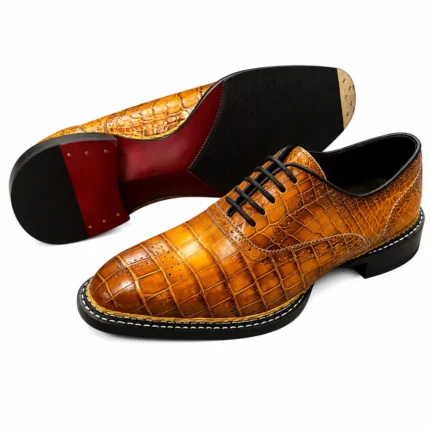 UNITYPUREMAX™ Men's 100% Genuine Crocodile Skin Oxford Shoes – Handmade Goodyear Welted Formal Leather Dress Shoes