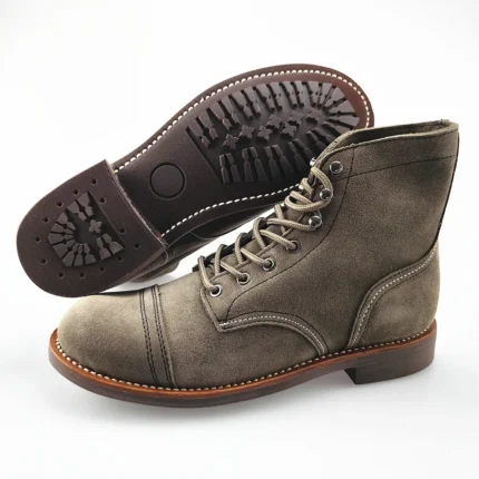 UNITYPUREMAX™ Men's Grey Leather Lace-Up Desert Ankle Boots – Rugged Casual Boots 7