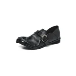 UNITYPUREMAX™ Women's Genuine Cowhide Leather Tabi Split-Toe Loafers – Metal Buckle Strap Shoes 5