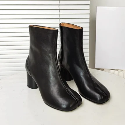 UNITYPUREMAX™ Women’s Genuine Leather Split-Toe Ankle Boots – Handmade Side Buckle Tabi Boots 1