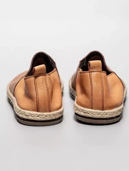 UNITYPUREMAX™ Men's Genuine Cowhide Leather Slip-On Loafers – Round-Toe Casual Shoes with Rope-Trimmed Sole 1