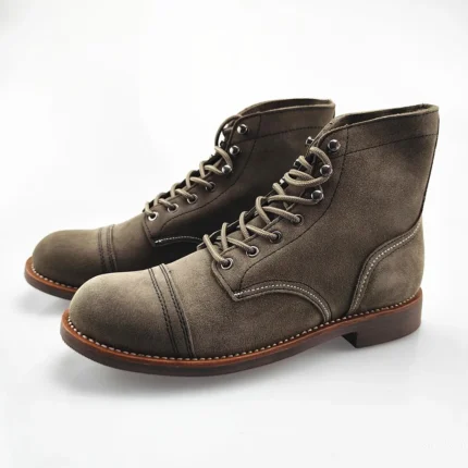 UNITYPUREMAX™ Men's Grey Leather Lace-Up Desert Ankle Boots – Rugged Casual Boots 1