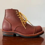 UNITYPUREMAX™ Men's Handmade Cowhide Leather Cap-Toe Motorcycle Work Boots – Goodyear Welted Lace-Up Ankle Boots